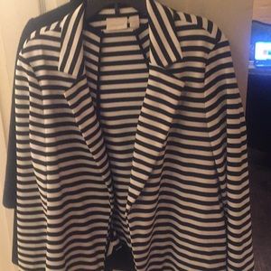 Chicos black and white striped blazer